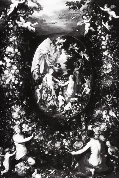 Jan Breughel (1568-1625), Guirlande met Cybele, Olie op paneel, 104 x 70 cm. Foto Hugo Maertens 