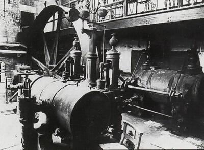 De stoommachine van het Nationaal Museum van de Speelkaart, toestand 1978.