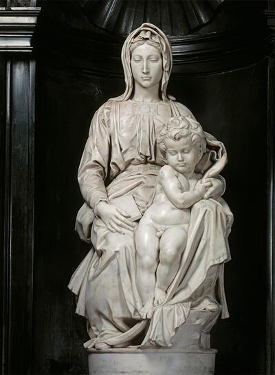 Michelangelo Buonarotti, Madonna met Kind, 1505, marmer, Topstukken