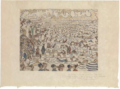 James Ensor, De Baden van Oostende, 1890, olieverf, dekverf en potlood op paneel, Topstukken