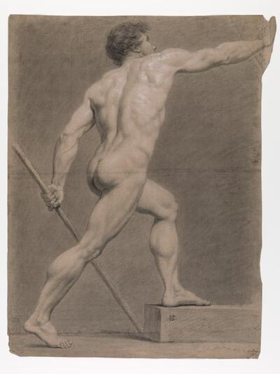A. van den Berghe (1782), 'Studie naar levend model: staand mannelijk naakt'
