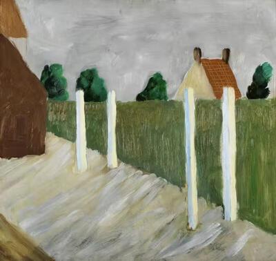 Collectie Roger Raveel Museum / Vlaamse Gemeenschap. Vier witte paaltjes in mijn tuin, Roger Raveel, 1948