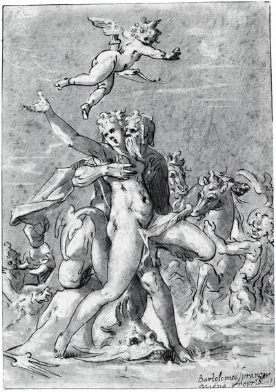 Bartholomeus Spranger (Antwerpen, 1546 - Praag, 1611), Neptunus en Cenis,Tekeningen