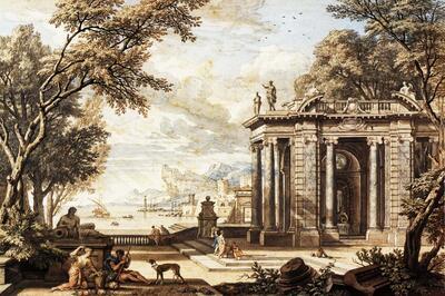 Isaac de Moucheron (Amsterdam, 1670-1744), Arcadisch landschap, tekeningen