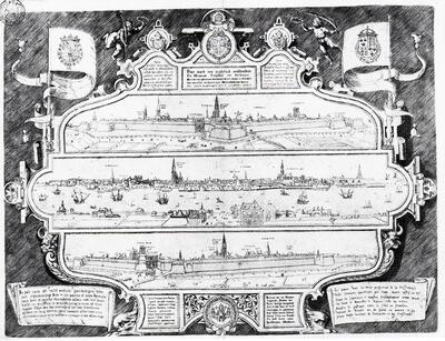 Melchisedech van Hoorn (Te Antwerpen actief ca. 1552-1575), Drie zichten van Antwerpen, Plantijn Moretus
