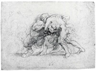 Peter Paul Rubens (Siegen, 1577 - Antwerpen, 1640) Hercules en de leeuw van Nemea, Tekeningen