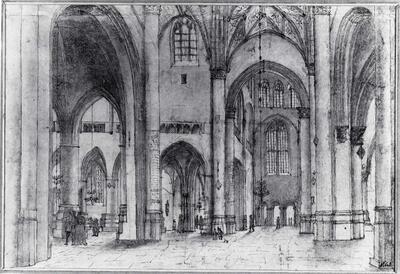 Pieter Saenredam (Assendelft, 1597 - Amsterdam, 1665), Interieur van de St.-Bavokerk te Haarlem, tekeningen