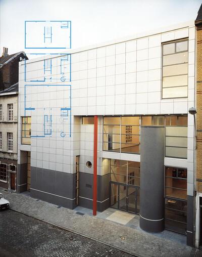 Galerie Ronny van de Velde, Antwerpen. Architect Georges Baines, Architectuur