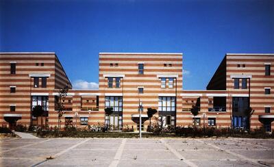 WISH wedstrijd 1984. Sociale huisvesting, Tervuren. Architectenbureau Maenhout, architecten J. Maenhout, J. Morlion & S. van den Broeck. Architectuur