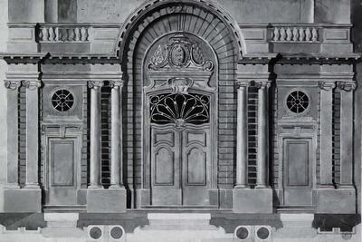 Het voormalig portaal vóór de zuidelijke transeptarm. Sint-Baafskathedraal