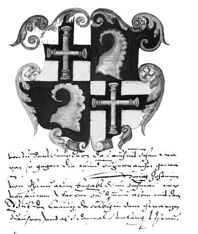 Het wapen van Herman von Salza, grootmeester van de Duitse Orde (1209-1239), Alden Biesen