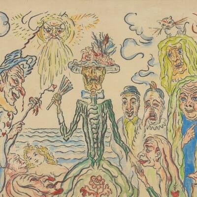 James Ensor, De kokette dood (maskers), 1922