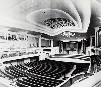 Victor Horta (1861-1947), De concertzaal van het Paleis voor Schone Kunsten, architectuur, Interbellum