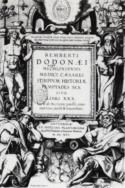 Rembert Dodoens (1517-1585) Titelpagina van "Stirpium historiae pemptades sex", Zoo
