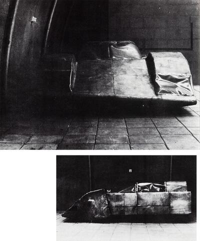 Panamarenko (1940), Opgepast bochten, blijf op het voetpad (Prova car), 1967. Kunst voor musea