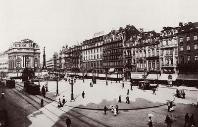 De Brouckèreplein, Omstreeks 1900. Fotografie