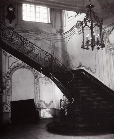 Het Hotel Falligan. Kouter nr. 172, Gent. De trapzaal. 18e eeuwse architectuur