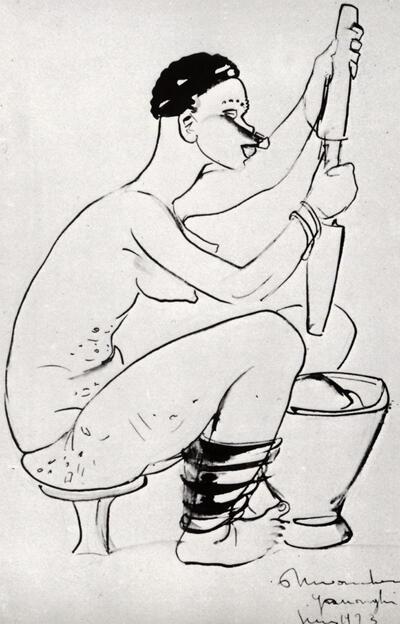 Auguste Mambour (1896 -1968). Kongolese vrouw met stamper en mortier. 1923. Afrika