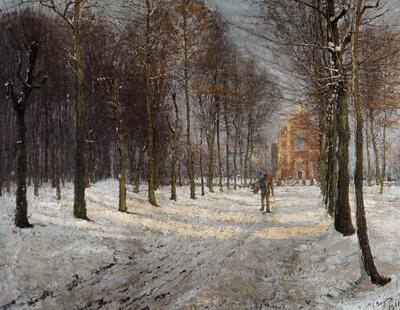 Georges Buysse (Gent 1864 - Gent 1916). De kerk van Wondelgem, 1901. Vlaams impressionisme