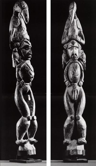Gepolychromeerd beeld. Prince Alexander Mountains, zuidelijk Maprik-gebied, Nieuw-Guinea. Afrika