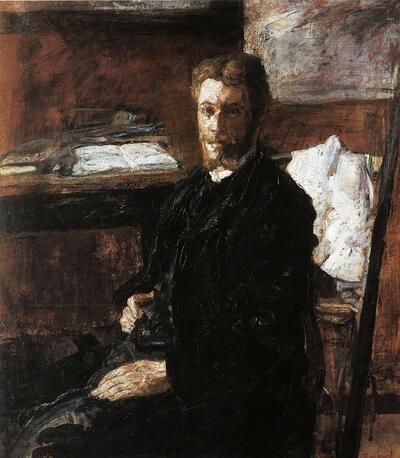 James Ensor (Oostende 1860 - Oostende 1949). Portret van de schilder A.W. Finch, 1882. Vlaams impressionisme