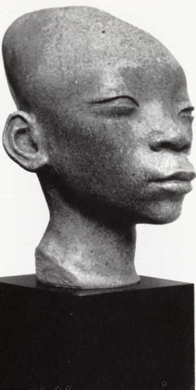 Joanna Tercafs (1898 -1944). Mangbetu kop. Omstreeks 1938. Afrika