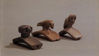 Stenen pijpen. Hopewell-cultuur, Mississipivallei, Noord-Amerika. Afrika