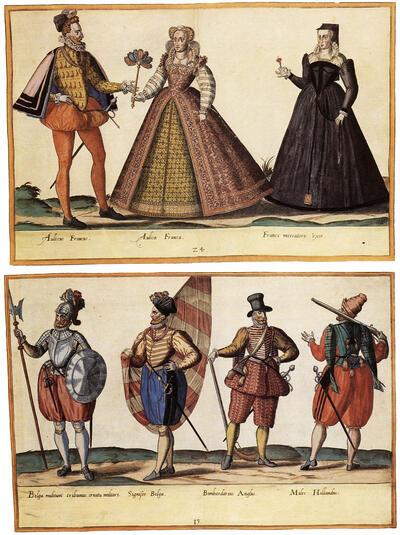 Abraham de Bruyn (Antwerpen 1540-Keulen? 1587). Klederdrachten uit verschillende gewesten (Omnium pene Europae, Asiae, Aphricae, Atque Americae gentium habitas).  Prenten, prentenkunst