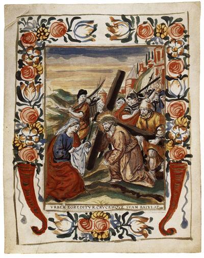 Onbekend graveur. Christus en Veronica. Prent, prentkunst