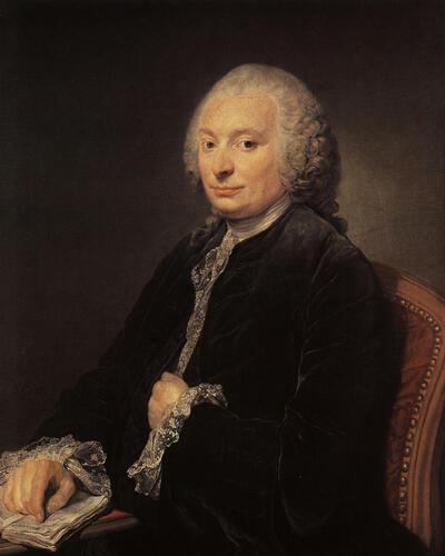Jean-Baptiste Greuze (1725-1805). Portret van George Gougenot de Croissy. 1756. Hypocrisie en ijdelheid in het profane portret.