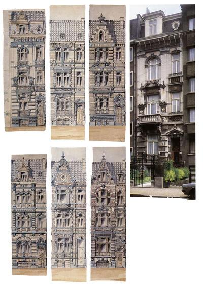 Leon Delune. Woonhuis, Guldensporenlaan 3, Elsene. 1912. Een straat volgens de regelen der kunst.