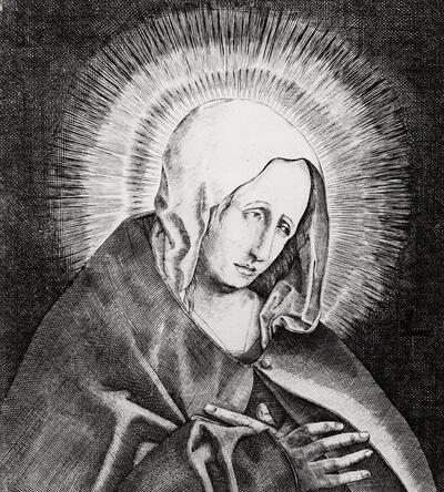 Lucas van Leyden (Leiden 1494-1533). Mater Dolorosa. Prenten, prentenkunst
