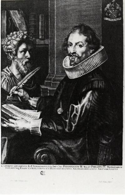 Paulus Pontius (1603-1658). Portret van Gaspar Gevartius. Prent, prentkunst
