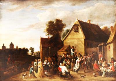 David Teniers II (1610-1690). Vlaamse kermis. Dorpslandschap.