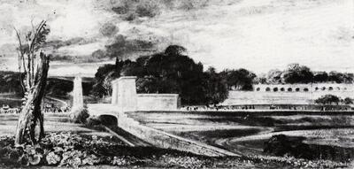 Antoine Wiertz. De Egyptische poort en Longchamp in Villa Borghese. 1835. Wiertzmuseum, Brussel