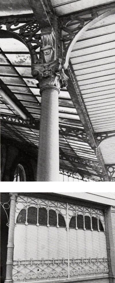 Perronoverkapping te Harelbeke.Standaard-perronwachthuisje van de Belgische Staatsspoorwegen te Oostkamp. De wereld van trein en station.