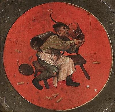 Pieter Bruegel de Oude (1527/28-1569). Een van twaalf spreuken op borden in een paneel gevat. Museum Mayer van den Bergh, Antwerpen