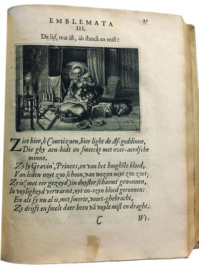 Jacob Jordaen. Embleem. Dit lijf, wat ist, als stanck en mist?