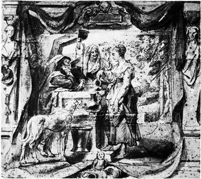 Jacob Jordaens. Wie het gevaar bemint, zal erin vergaan - of 'De kruik gaat zolang te water tot zij breekt'.