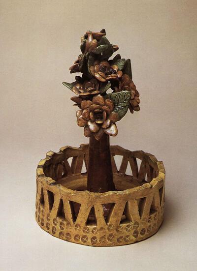 Levensboom, loodglazuur aardewerk. Keramiek