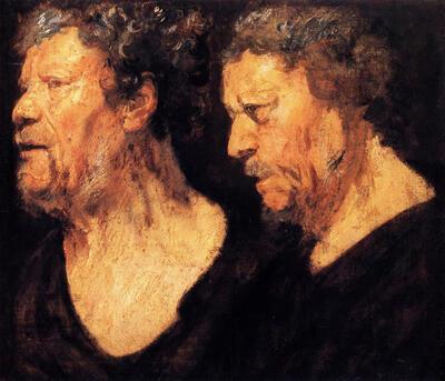 Jacob Jordaens. Twee studies van de kop van Abraham Grapheus.