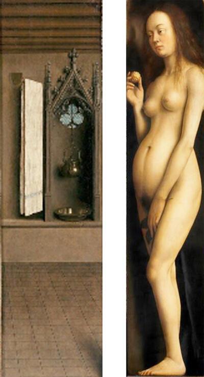 Hubrecht en Jan van Eyck, Het Lam-Godsretabel, details. 1432,