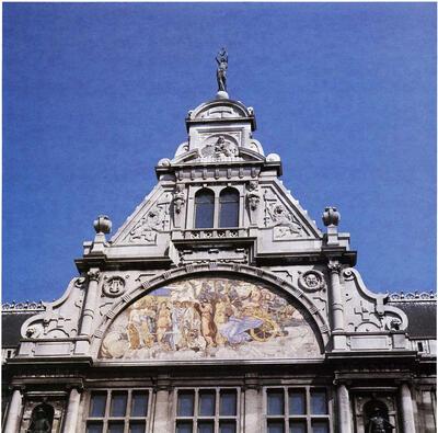 Edmond de Vigne (1842-1918). Voorgevel K.N.S., Gent. 1897-1898. Eclecticisme