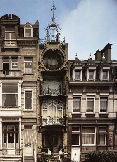 Gustave Strauven (1878-1919). Gevel van het Huis Saint Cyr. 1903. Art Nouveau