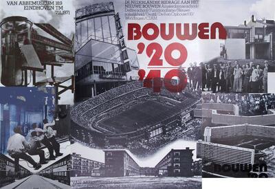Jan van Toorn, Affiche tentoonstelling Bouwen 20-40, Van Abbemuseum, Eind hoven, 1971.