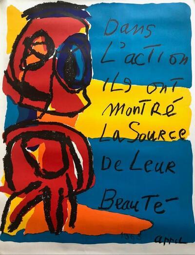 Karel Appel, 'In de daad hebben ze de bron van hun schoonheid getoond', affiche ten bate van de opstand in mei 1968