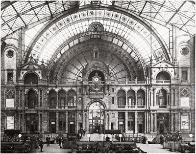 Louis J.J. De La Censerie (1835-1909). Centraal Station, Aankomsthal, Antwerpen. Eclecticisme