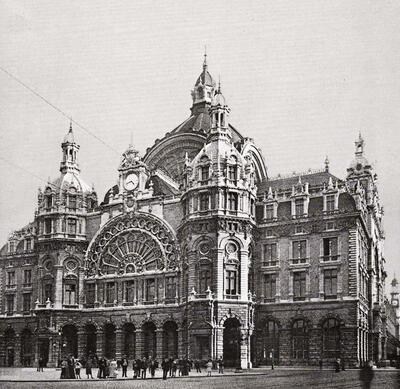 Louis J.J. De La Censerie (1835-1909). Centraal Station, Voorgevel, Antwerpen. 1895-1905. Eclecticisme
