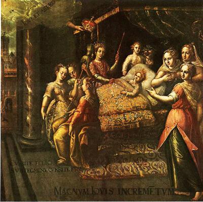 Lucas de Heere (1534-1584). De geboorte van Karel V. 1559. Stadsversieringen
