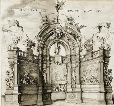 Theodoor van Thulden, Boog van de Welkomst, ets, G. Gevartius, o.c. 1642. Stasversieringen